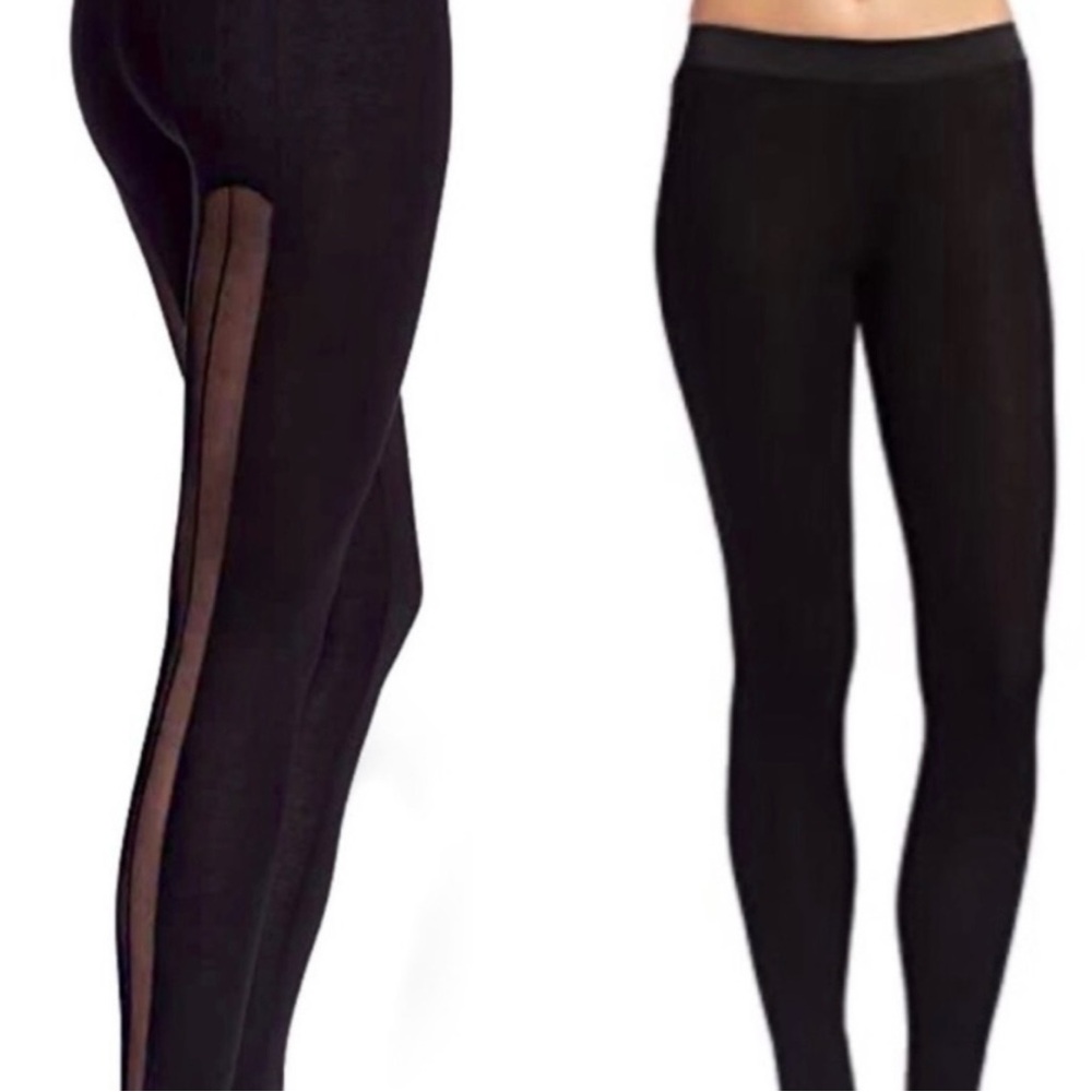 BCBGMAXAZRIA Black “Grady” Sheer Panel Leggings